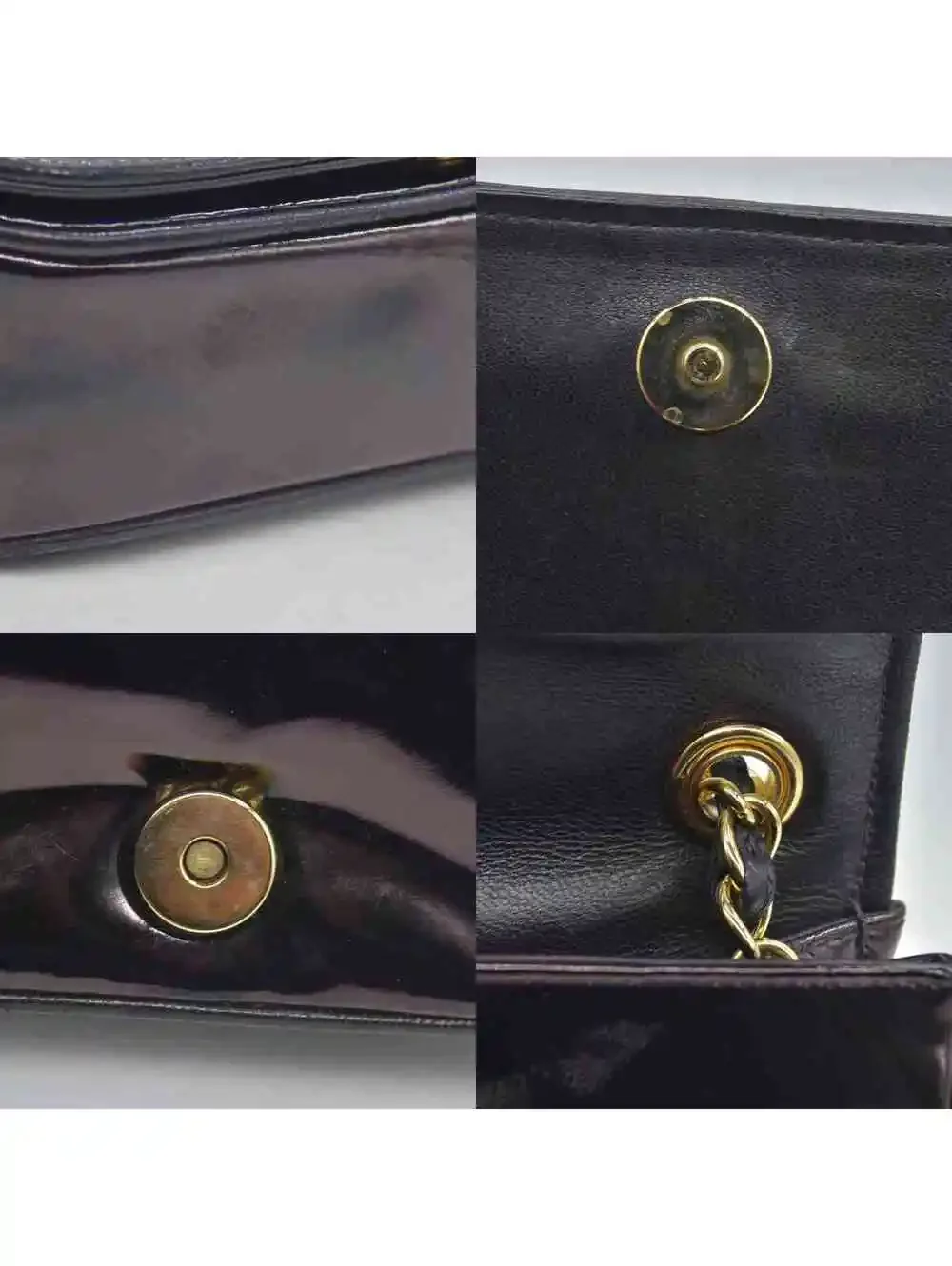 $3500 Chanel Patent Mini Flap Brown Chain Shoulder Bag